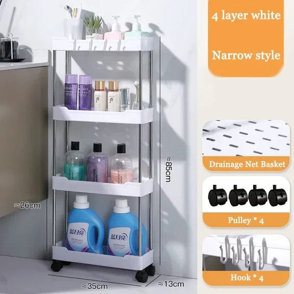 Slim Kitchen / Bathroom Storage Cart On Wheels - Suitable for Tight Spaces