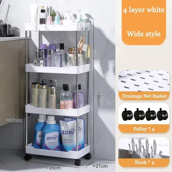 Slim Kitchen / Bathroom Storage Cart On Wheels - Suitable for Tight Spaces